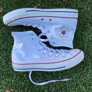 Classic White Converse Hi-Tops 7.5